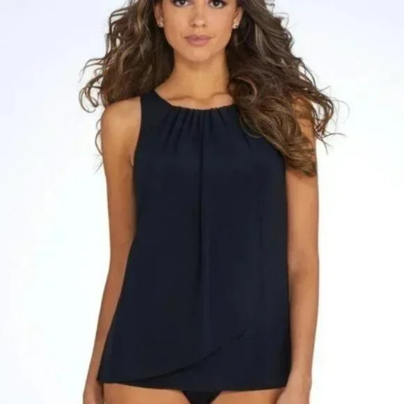 Miraclesuit | Swim | New Miraclesuit Mariella Faux Wrap Tank Swimsuit  Slimming Tankini Swim Top Solid | Poshmark